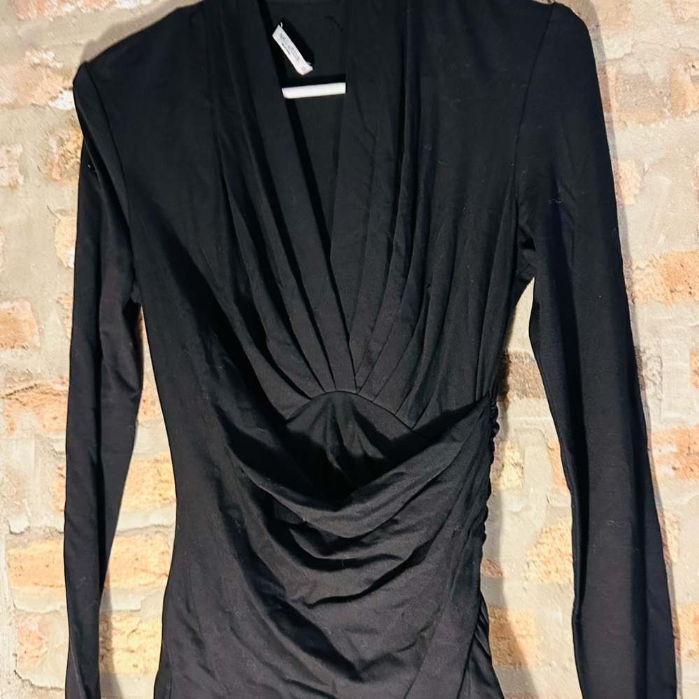 MM Lafleur Elegant Black Draped Blouse
